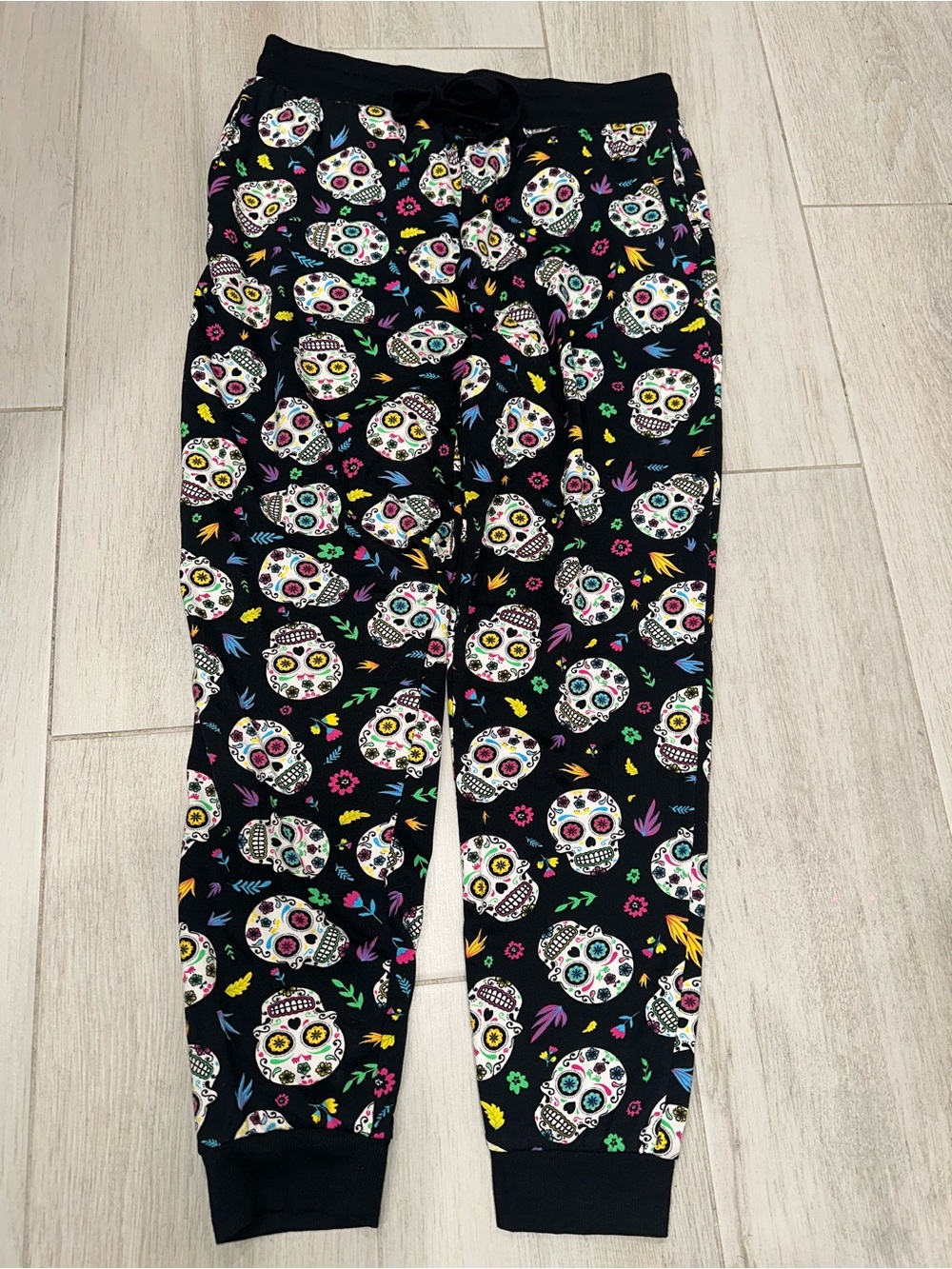Better Together Sugar Skull Jogger Pants Women’s XL Black Colorful